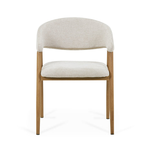 Ebba Esszimmerstuhl - Beige Textil mit Beinen in Eichenoptik