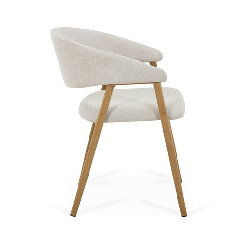 Ebba Esszimmerstuhl - Beige Textil mit Beinen in Eichenoptik