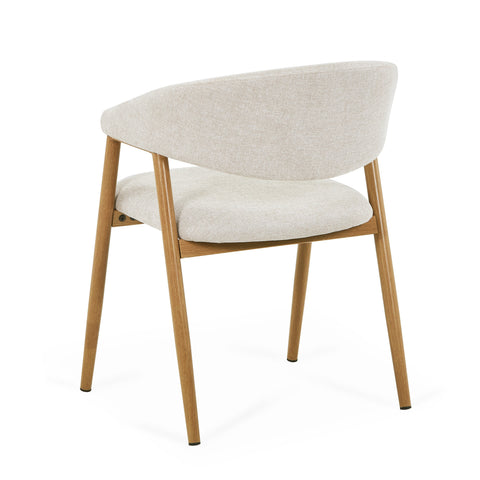 Ebba Esszimmerstuhl - Beige Textil mit Beinen in Eichenoptik