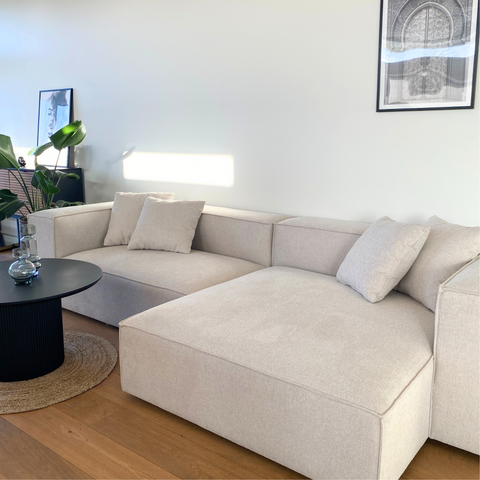 Hailey - Sitzelement für Modulsofa, Linkes Récamierenelement in beige L: 147 X T: 148 X H: 65 Cm