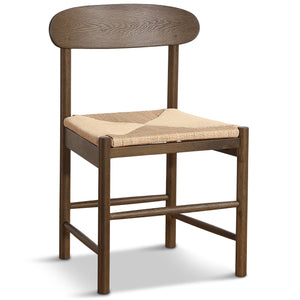 Madison Holzstuhl aus geräucherter Eiche mit geflochtener Sitzfläche