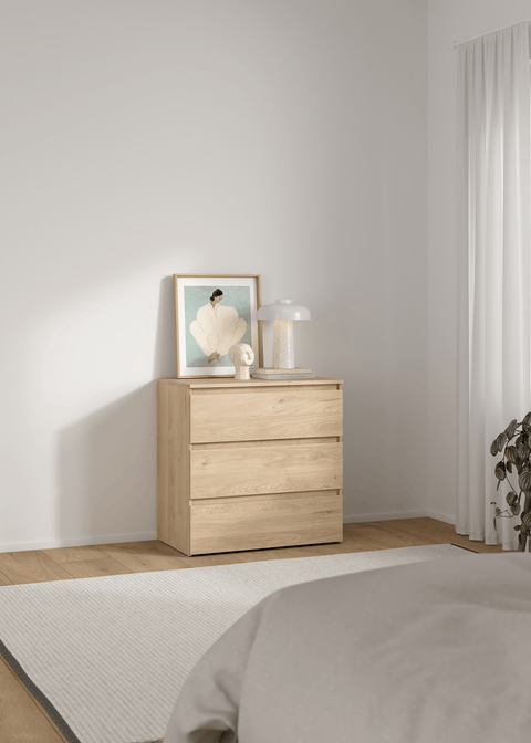 Kommode Maise H:70 x B:70 x T:41 cm mit 3 Schubladen in Eichenoptik