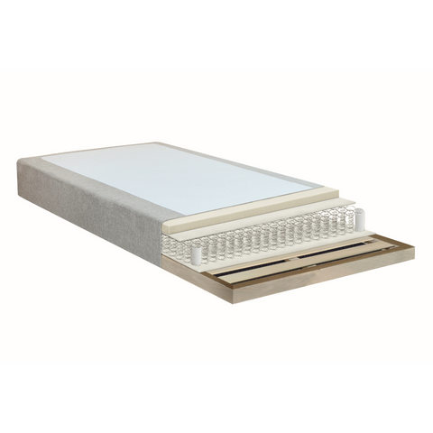Premium Boxspringbett in Beige 180x200 cm mit 7 cm Memoryschaum Topper, exkl. Bettbeine