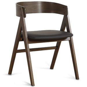 Samantha Holzstuhl in rauchigem Eichenholz mit schwarzem PU-Sitz