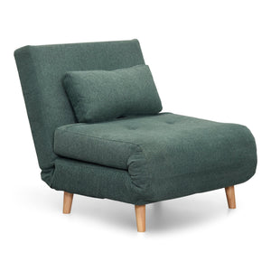 Thalia klappbares Schlafsofa aus grünem Stoff