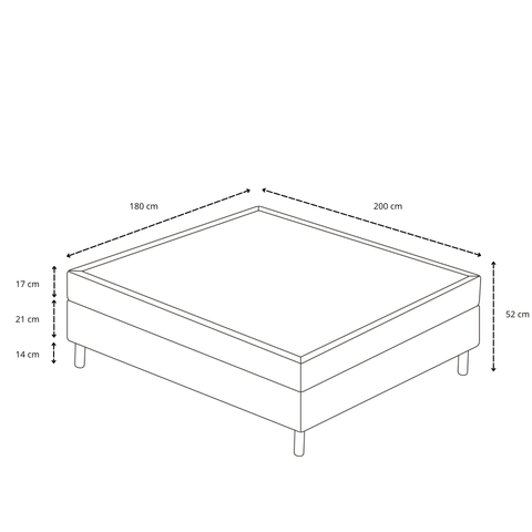 Premium Boxspringbett in Beige 180x200 cm mit 7 cm Memoryschaum-Topper, inkl. Bettbeine in Chrom