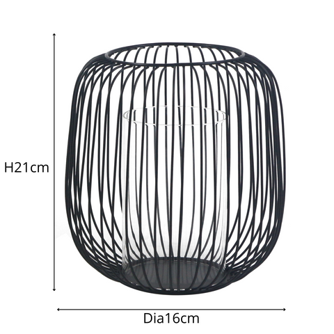Akia Laterne aus schwarzem Metall 21cm