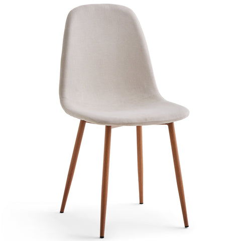 Anna Esszimmerstuhl - beige Textil mit Eichenoptik