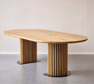 Matteo - Dielentisch Handgefertigter Tisch mit Lamellenfuß aus geölter Eiche 300x120x77 cm