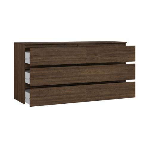 Kommode Maise H:70 x B:138 x B:41 cm mit 6 Schubladen in Räuchereichenoptik