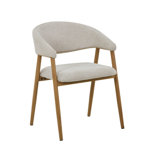 Ebba Esszimmerstuhl - Beige Textil mit Beinen in Eichenoptik