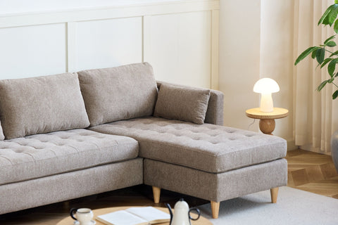 Lulu - Wendesofa mit Chaiselongue rechts und links in Sand - L: 215 x T: 82 x H: 78 cm