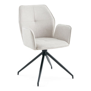 Minna Esszimmerstuhl - beige Textil mit 360-Grad-Drehfunktion