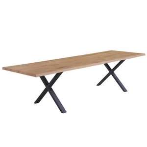 Susan - Esstisch, Eiche Massiv, Naturöl, - 300x95 cm (Vorbereitet Für Ansteckplatten)