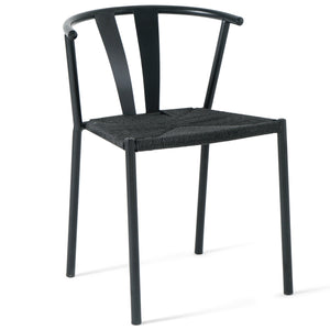 Shila Esszimmerstuhl - schwarz mit schwarzem Geflechtsitz