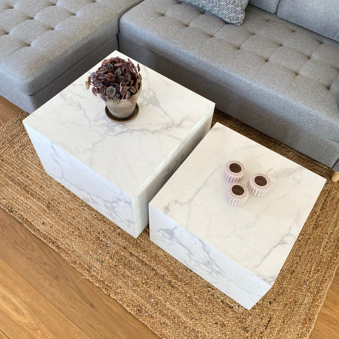 Adele - Couchtisch-Set mit weißem Marmoroptik