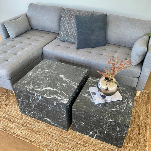 Adele - Couchtischset in schwarzer Marmoroptik