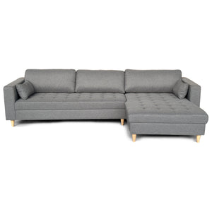Brandy – Sofa mit Chaiselongue, rechts und links Wendbar, grau - L: 290 x T: 96 x H: 80 cm