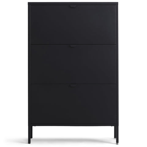 Herman Schuhschrank - Schwarzes Metall mit 3 Klappen - 80x26x125cm