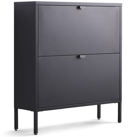 Herman Schuhschrank - Schwarzes Metall mit 2 Klappen - 80x26x89cm