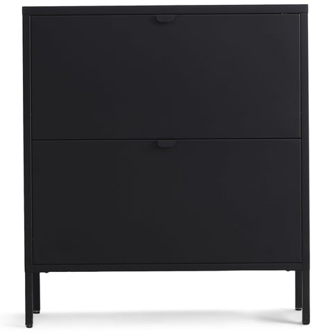 Herman Schuhschrank - Schwarzes Metall mit 2 Klappen - 80x26x89cm