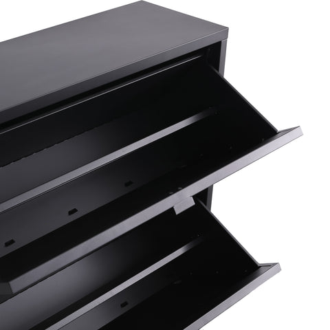 Herman Schuhschrank - Schwarzes Metall mit 2 Klappen - 80x26x89cm