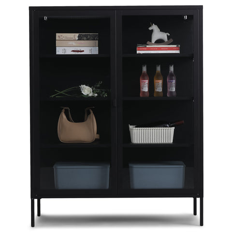 Herman Vitrine - Schwarzes Metall/Glas - 110x40x140cm