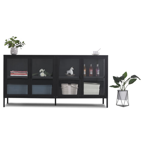 Herman Vitrine - Schwarzes Metall/Glas - 170x40x85cm