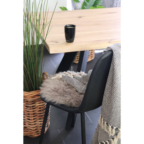 Lammfell Sitzkissen | Fellkissen Beige Ø40cm