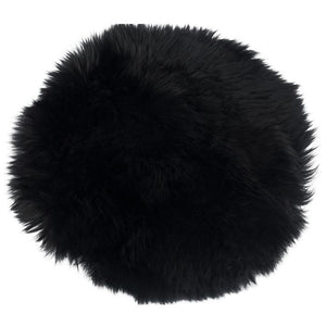 Lammfell Sitzkissen | Fellkissen Schwarz Ø40cm